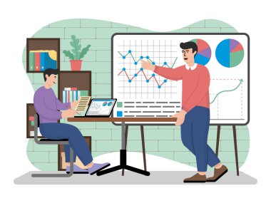 İş takımının vektör illüstrasyonu karlılığı inceler ve performansı izler. Vektör illüstrasyonu