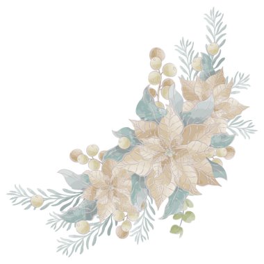 Hafif noel yıldızlarının noel kompozisyonu suluboya vektörü. Vektör illüstrasyonu