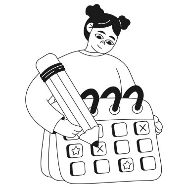 Bir kız ve planörün dijital iş illüstrasyonu. Vektör illüstrasyonu