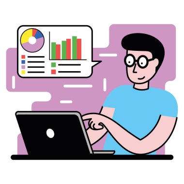 Dijital iş dünyasının vektör düz çizimi. Vektör illüstrasyonu