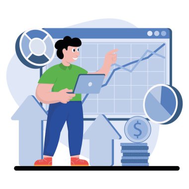 Çalışan kontrollü vektör görüntüsü ve iş kayıtları. Vektör illüstrasyonu