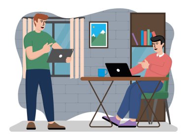 Takım arkadaşlarının vektör görüntüsü çalışma haftası eylem planını tartışıyor. Vektör illüstrasyonu