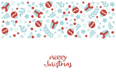 Geleneksel Yeni Yıl ikonlarıyla el yapımı şirin bir Noel geçmişi var. Vektör illüstrasyonu