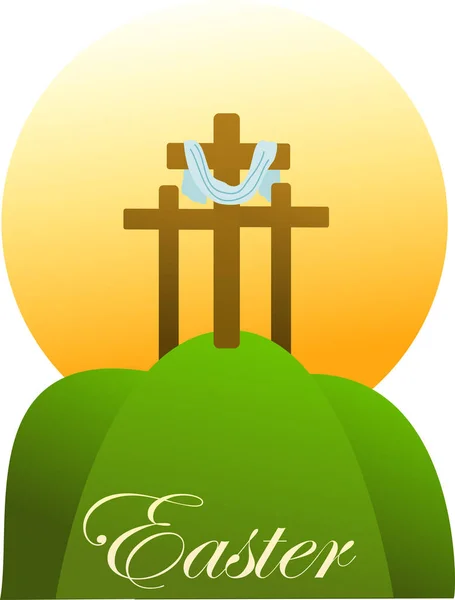 Three Crosses Hill Easter — Stock Vector