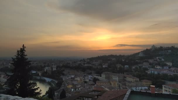 Solnedgång Verona Stad Italien — Stockvideo