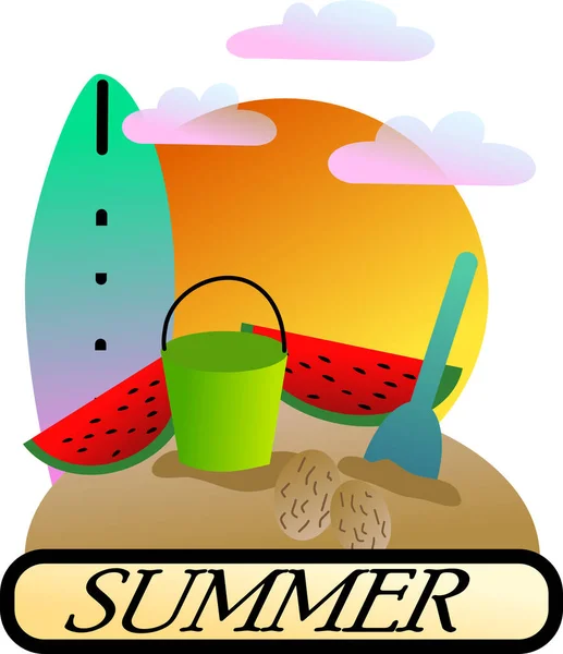 Sommar Illustration Med Vattenmelon — Stock vektor