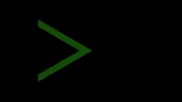 在黑色背景上发光的右霓虹灯绿色箭头的视频镜头 内联线抽象Vj背景 箭头指向右边的方向 无缝圈 — 图库视频影像