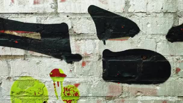Stoppa Rörelse Animerade Sönderrivna Papper Gatan Affischer Stadsstruktur Graffiti Tegel — Stockvideo