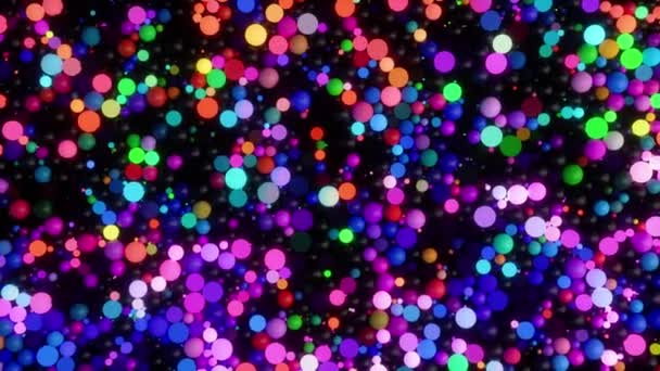 Bolas Saltitantes Vibrantes Coloridas Esferas Brilhantes Néon Fundo Geométrico Abstrato — Vídeo de Stock