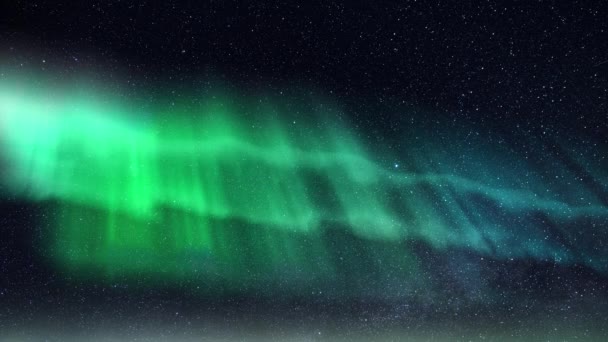 北极光 Aurora Borealis 绿色紫色银河北极光时间比太阳风短 天光之舞横越银河 北极光与太阳风和谐地旋转着 — 图库视频影像