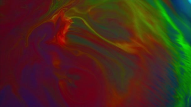 Espalhamento Tinta Néon Verde Vermelho Acid Trippy Fluid Art Pintura — Vídeo de Stock