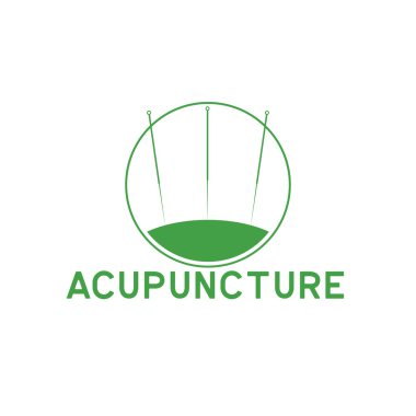 Akupunktur terapisi logosu beyaz arka planda izole edilmiş, vektör illüstrasyonu