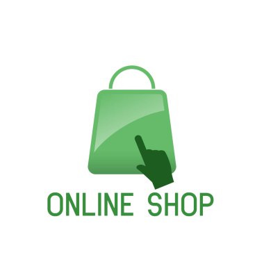 Beyaz arka planda online alışveriş logosu. vektör illüstrasyonu