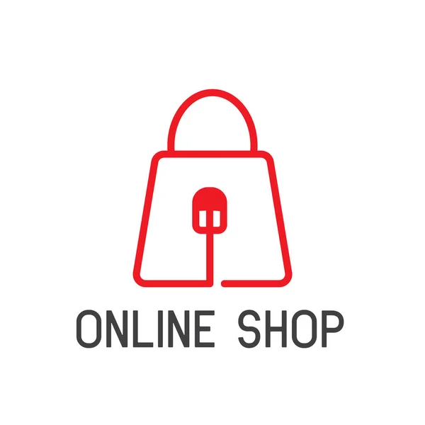 白い背景にオンラインショッピングのロゴ ベクターイラスト — ストックベクタ