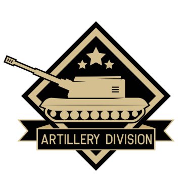 Beyaz arkaplanda askeri rozet logosu izole edildi, vektör illüstrasyonu