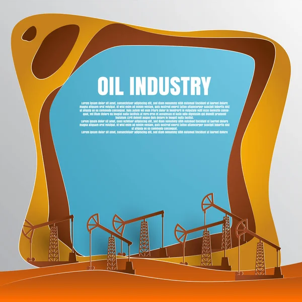 Impianto Perforazione Piattaforma Produzione Petrolifera Carta Offshore Art Illustrazione Vettoriale — Vettoriale Stock