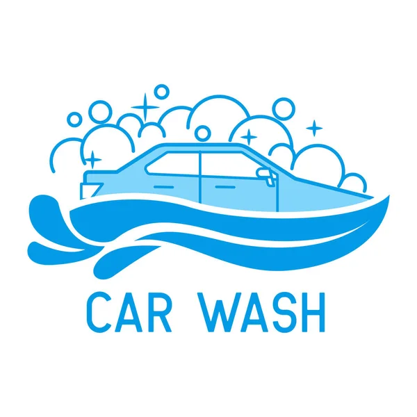 Car Wash Service Logo Isolated White Background Vector Illustration — Stock Vector