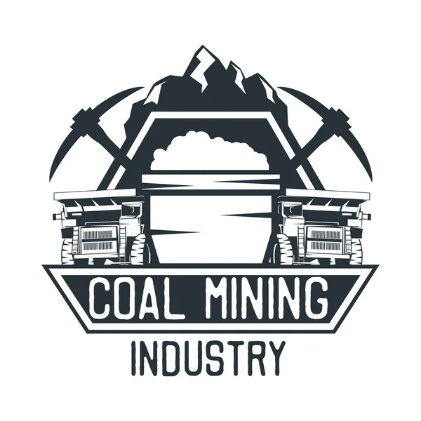 Insignia Minera Carbón Aislada Sobre Fondo Blanco Ilustración Vectorial — Archivo Imágenes Vectoriales