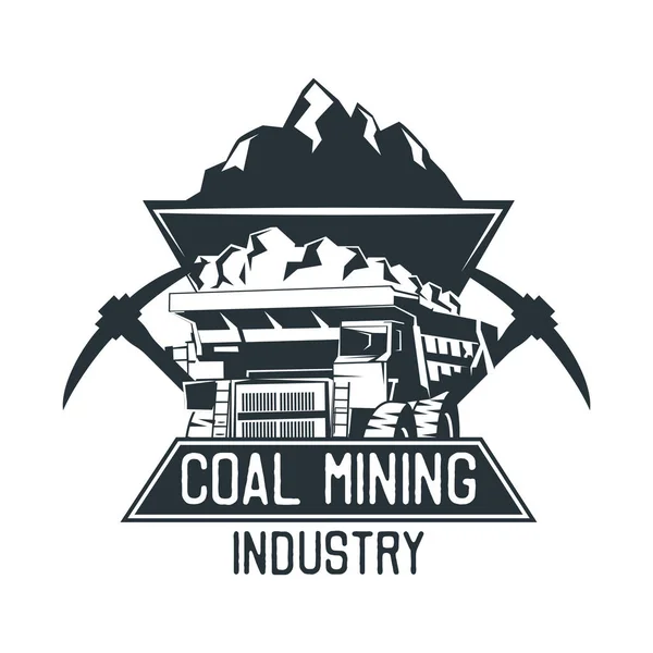Insignia Minera Carbón Aislada Sobre Fondo Blanco Ilustración Vectorial — Archivo Imágenes Vectoriales