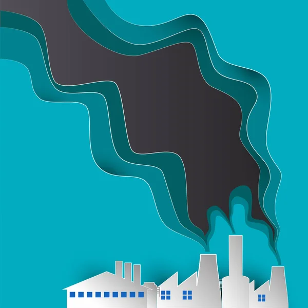Verontreiniging Van Lucht Uit Fabriekspijp Cesspit Milieu Voor Vervuiling Concept — Stockvector