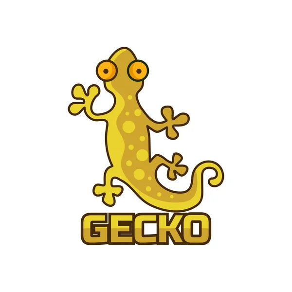 Personagem Lagarto Gecko Isolado Fundo Branco Ilustração Vetorial — Vetor de Stock