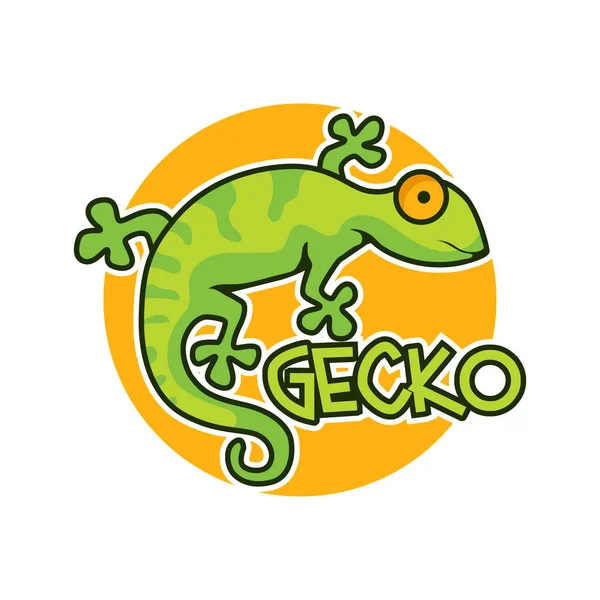Gecko Ödla Karaktär Isolerad Vit Bakgrund Vektor Illustration — Stock vektor