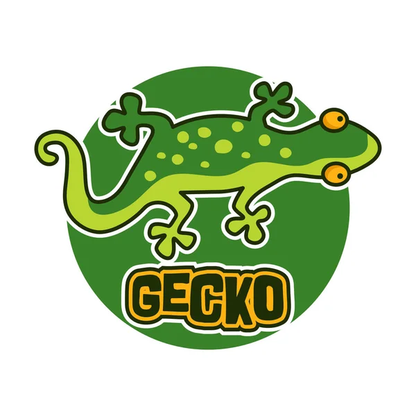 Personagem Lagarto Gecko Isolado Fundo Branco Ilustração Vetorial — Vetor de Stock