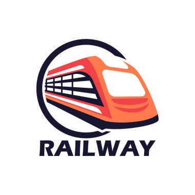 Demiryolu logosu beyaz arka planda izole edilmiş. vektör illüstrasyonu