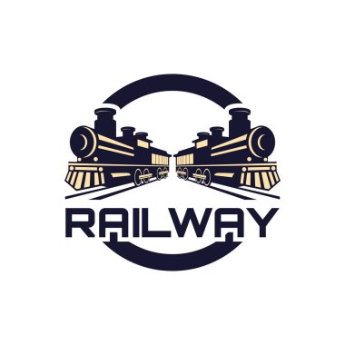 Demiryolu logosu beyaz arka planda izole edilmiş. vektör illüstrasyonu
