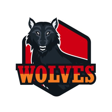 Beyaz arka planda kurt logosu var. vektör illüstrasyonu