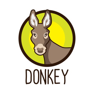 Eşek logosu beyaz arkaplanda izole edilmiş. vektör illüstrasyonu