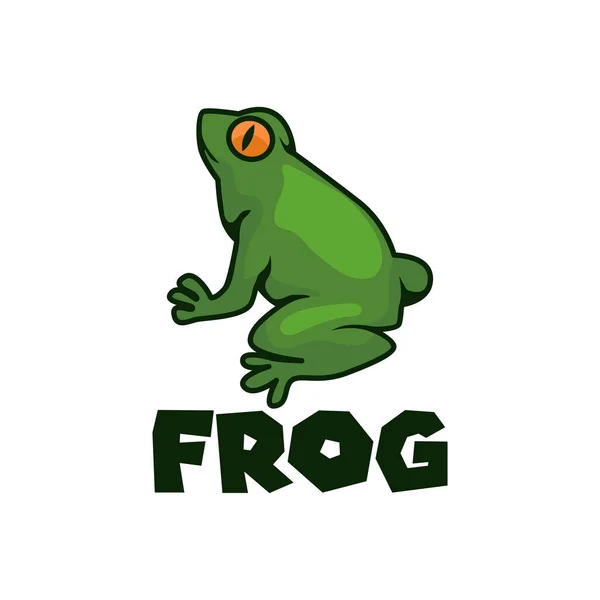 Grünes Frosch Logo Isoliert Auf Weißem Hintergrund Vektorillustration — Stockvektor