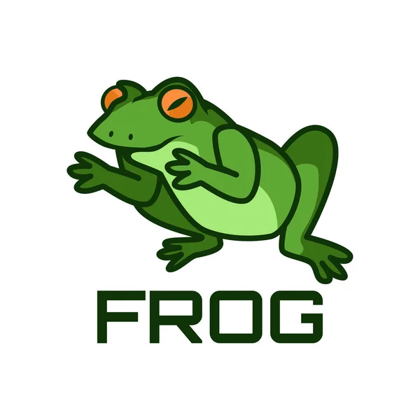 Green Frog Logo Isolated White Background Vector Illustration — Stock Vector