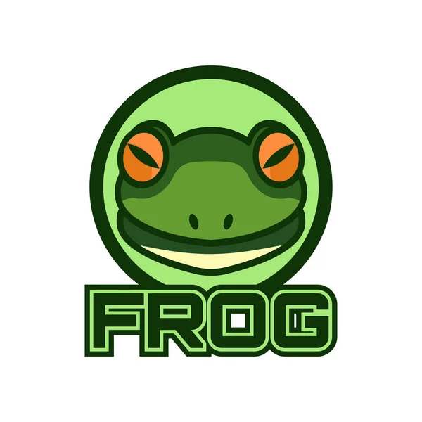 Grünes Frosch Logo Isoliert Auf Weißem Hintergrund Vektorillustration — Stockvektor