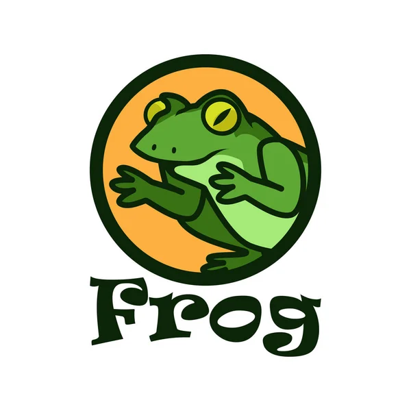 Green Frog Logo Isolated White Background Vector Illustration — Stock Vector
