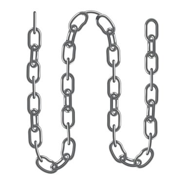 Beyaz arka planda izole edilmiş gümüş zincir bilezik. vektör illüstrasyonu