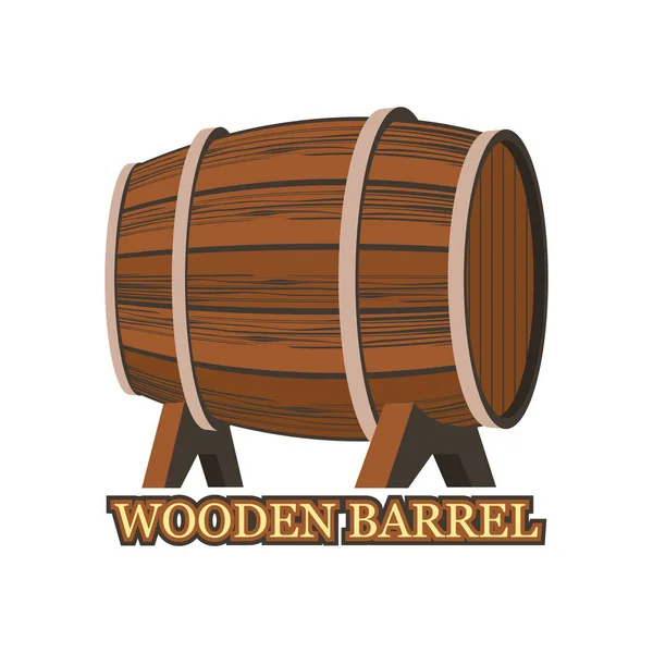 Wooden Barrel Isolated White Background Vector Illustration — Stock Vector