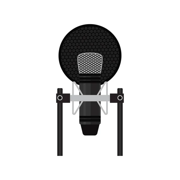 Microfono Isolato Sfondo Bianco Illustrazione Vettoriale — Vettoriale Stock