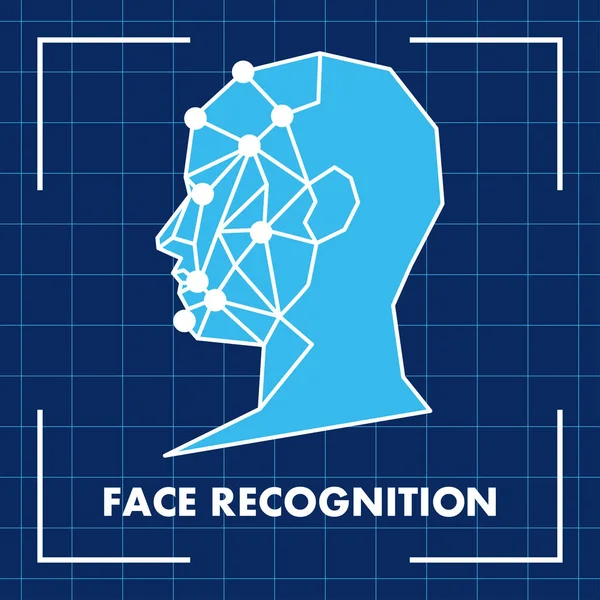 Sistema Escaneo Reconocimiento Facial Humano Ilustración Vectorial — Vector de stock