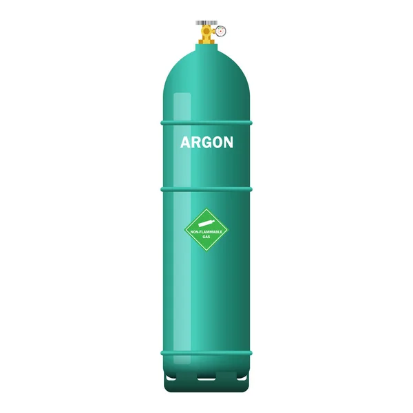 Grüne Gasflasche Mit Argon Isoliert Auf Weißem Hintergrund Vektorillustration — Stockvektor
