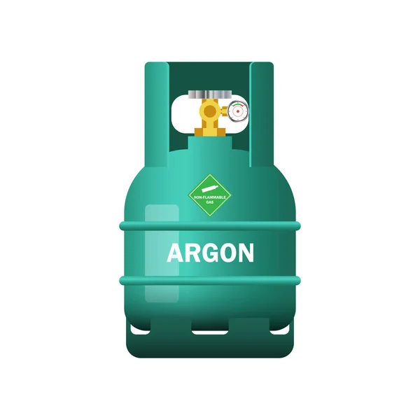 Bouteille Gaz Vert Contenant Argon Isolé Sur Fond Blanc Illustration — Image vectorielle