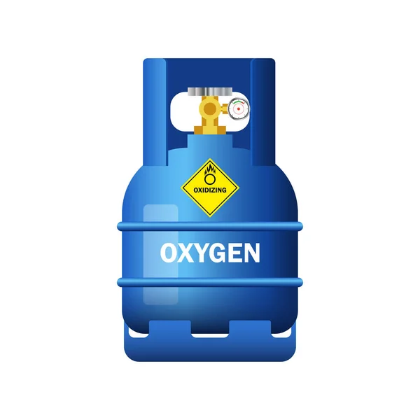 Cilindro Gas Azul Que Contiene Oxígeno Aislado Sobre Fondo Blanco — Vector de stock