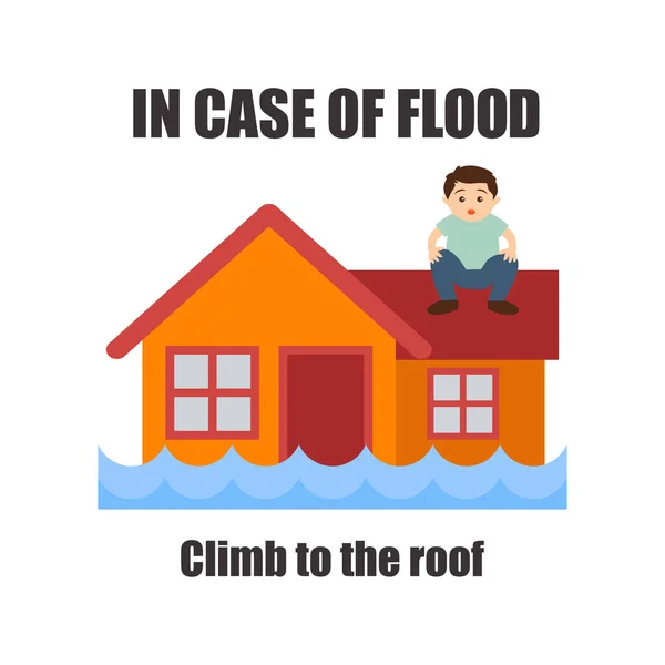 Flood Awareness Flood Safety Procedure Concept Vector Illustration — Stock Vector
