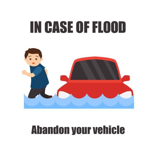 Flood awareness for flood safety procedure concept. vector illustration