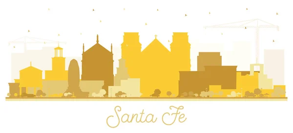 Santa New Mexico City Skyline Silhouette Golden Buildings Isolated White — ストックベクタ
