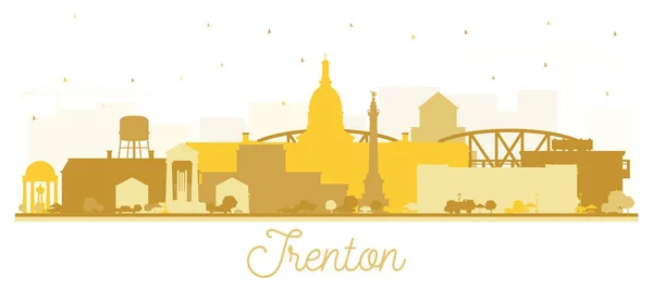 Trenton New Jersey City Skyline Sziluett Golden Buildings Elszigetelt Fehér — Stock Vector