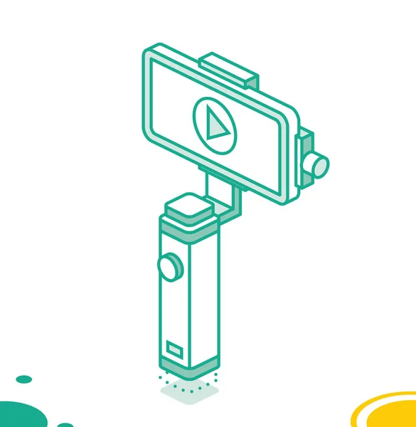Gimbal Stabilizer Voor Smartphone Camera Isometrische Schets Concept Vector Illustrator — Stockvector