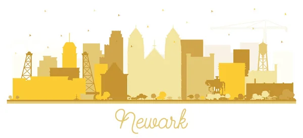 Newark New Jersey City Skyline Silhouette White Izole Edilmiş Altın — Stok Vektör