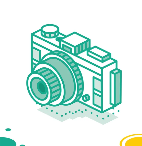 Câmera Fotográfica Digital Isolada Branco Ilustração Vetorial Ícone Contorno Isométrico — Vetor de Stock