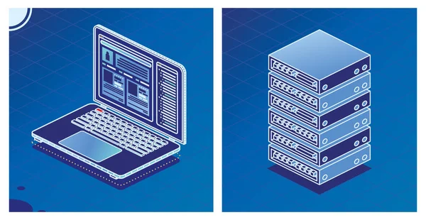 Isometryczny Laptop Blue Tworzenie Układu Strony Internetowej Interfejs Strony Internetowej — Zdjęcie stockowe
